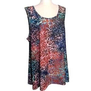 Ashley Stewart Colorful Velvet Patterned Sleeveless Tunic